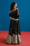 Shop_Mishru_Black Tulle Sequins, Embroidery Sweetheart Maryse Embellished Corset Lehenga Set _at_Aza_Fashions