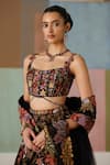 Buy_Mishru_Black Tulle, Organza Embroidery, Aveline Floral Corset Blouse Lehenga Set 