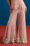 Shop_Mishru_Pink Organza, Tulle, Chiffon Embroidery, Sequins Fiona Floral Top Sharara Set _Online_at_Aza_Fashions