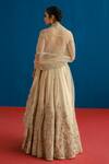 Shop_Mishru_Gold Tulle, Organza Sequins, Embroidery Sweetheart Neck Keya Lehenga Set _at_Aza_Fashions