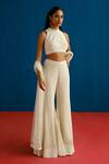 Buy Mishru Ivory Organza Embroidery High Neck Eshara Crop Top Pant Set Online at Aza Fashions Buy_Mishru_Ivory Organza Embroidery High Neck Eshara Crop Top Pant Set _Online_at_Aza_Fashions