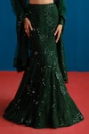 Shop_Mishru_Green Tulle Sequins, Embroidery Sweetheart Taisya Embellished Blouse Skirt Set _Online_at_Aza_Fashions
