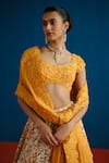 Buy_Mishru_Orange Tulle, Organza, Silk Embroidery, Sequins Round Celia Blouse Lehenga Set _Online_at_Aza_Fashions