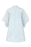 Shop_STELLA ROSSA BY LES PETITS_Blue Polyester Pearls, Sequins Stella Rose Puff Sleeve Dress _at_Aza_Fashions