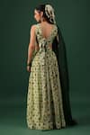 Shop_Baaro Masi_Green Bemberg Beads V-neck Floral Print Skirt Set _at_Aza_Fashions
