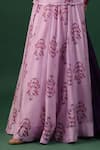 Baaro Masi_Purple Bemberg, Silk Beads Sweetheart Neck Printed Kurta Skirt Set _at_Aza_Fashions