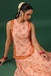 Buy_Baaro Masi_Pink Bemberg Embroidery Round Neck Printed Kurta Skirt Set _Online_at_Aza_Fashions