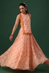 Buy_Baaro Masi_Pink Bemberg Embroidery Round Neck Printed Kurta Skirt Set 