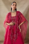 Buy_Awigna_Red Net, Organza Sequins, Beads Open Neck, Artemis Embroidered Cape Skirt Set _Online_at_Aza_Fashions