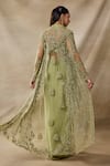 Shop_Awigna_Green Organza, Satin, Georgette Embroidery Open Chloe Cape Dhoti Skirt Set _at_Aza_Fashions
