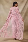 Shop_Awigna_Pink Net Embroidery, Sequins, Tassels, Beads Open Neck, Gaia Cape Pant Set _at_Aza_Fashions