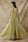 Shop_Awigna_Green Net, Organza Embroidery, Sequins, Beads Open Neck, Hestia Cape Skirt Set _at_Aza_Fashions