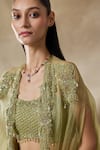 Shop_Awigna_Green Net, Organza Sequins, Embroidery Open Neck, Scoop Iris Cape Sharara Set _Online_at_Aza_Fashions