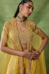 Buy_Awigna_Yellow Organza, Net Beads, Sequins, Embroidery Square Themis Cape Sharara Set 