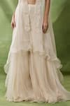 Awigna_Ivory Organza, Net Beads, Sequins, Embroidery Open Uranie Cape Sharara Set _Online_at_Aza_Fashions