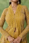 Buy_Awigna_Yellow Net, Organza Sequins, Beads, Cut Bormo Embroidered Peplum Top Sharara Set 