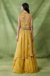 Shop_Awigna_Yellow Organza, Net Embroidery, Beads, Pearls, Etain Ruffle Jacket Skirt Set _at_Aza_Fashions