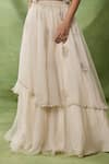 Awigna_Ivory Organza, Net Embroidery, Beads, Ruffles Lumieire Jacket Skirt Set _Online_at_Aza_Fashions