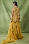 Shop_Awigna_Yellow Organza, Net Embroidery, Sequins, Zari, Lasair Peplum Top Sharara Set _at_Aza_Fashions