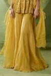 Awigna_Yellow Organza, Net Embroidery, Sequins, Zari, Lasair Peplum Top Sharara Set _Online_at_Aza_Fashions