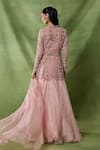 Shop_Awigna_Pink Organza, Net Embroidery, Beads, Sequins Grain Chitta Peplum Top Skirt Set _at_Aza_Fashions