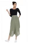 Buy_Urvashi Kaur_Olive Green Crinkle, Cotton Draped Cropped Pants _at_Aza_Fashions
