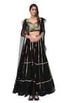 Buy_Mani Bhatia_Black Embroidered Lehenga Set With Cape _at_Aza_Fashions