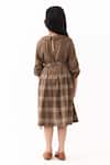 Shop_Three_Brown Melange Cedar Check Peter Pan Collar Dress _at_Aza_Fashions