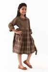 Three_Brown Melange Cedar Check Peter Pan Collar Dress _Online_at_Aza_Fashions
