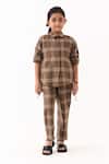 Buy_Three_Brown Checkered Pattern Shirt _Online_at_Aza_Fashions