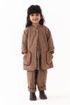Buy_Three_Brown Piping Check Pattern Jacket _at_Aza_Fashions