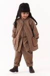 Shop_Three_Brown Piping Check Pattern Jacket _Online_at_Aza_Fashions