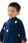 Buy_Three_Navy Embroidery Heart Bomber Jacket With Pant _Online_at_Aza_Fashions