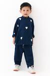Three_Navy Embroidery Heart Bomber Jacket With Pant _at_Aza_Fashions