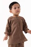 Buy_Three_Brown Checked Mul Kurta _at_Aza_Fashions