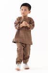 Three_Brown Checked Mul Kurta _Online_at_Aza_Fashions