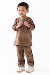 Shop_Three_Brown Checked Mul Kurta _at_Aza_Fashions