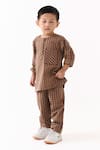 Buy_Three_Brown Checked Mul Kurta _Online_at_Aza_Fashions