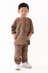 Three_Brown Checked Mul Kurta _at_Aza_Fashions