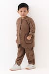 Three Brown Gingham Pattern Jacket at Aza Fashions Three_Brown Gingham Pattern Jacket _at_Aza_Fashions