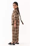 Three Brown Applique Cedar Check Shirt And Pant Set Online at Aza Fashions Three_Brown Applique Cedar Check Shirt And Pant Set _Online_at_Aza_Fashions
