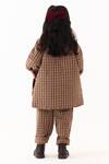 Shop Three Brown Muslin Piping, Applique Quilted Check Jacket And Pant Set at Aza Fashions Shop_Three_Brown Muslin Piping, Applique Quilted Check Jacket And Pant Set _at_Aza_Fashions