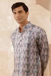 Eleven Brothers_Pink Silk Printed Kurta _Online_at_Aza_Fashions