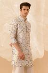 Shop_Eleven Brothers_Yellow Silk Geometric Print Kurta _at_Aza_Fashions