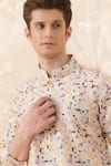 Eleven Brothers_Yellow Silk Geometric Print Kurta _Online_at_Aza_Fashions