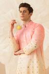 Eleven Brothers_Peach Silk Mirrors Ombre Embroidered Kurta _Online_at_Aza_Fashions