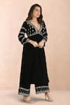 Buy_Priyanka Jain_Black Velvet Embroidery, Sequins, Pearls, Zari V-neck Kurta Set _Online_at_Aza_Fashions