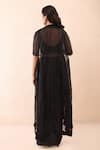 Shop_Priyanka Jain_Black Satin Sequins, Beads, Embroidery V-, Open Cape Dhoti Skirt Set _at_Aza_Fashions