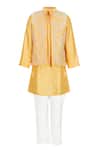 Buy_Rang By Les Petits_Yellow Silk Embroidery Nehru Jacket And Kurta Set _at_Aza_Fashions