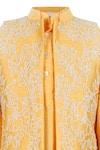 Rang By Les Petits_Yellow Silk Embroidery Nehru Jacket And Kurta Set _Online_at_Aza_Fashions